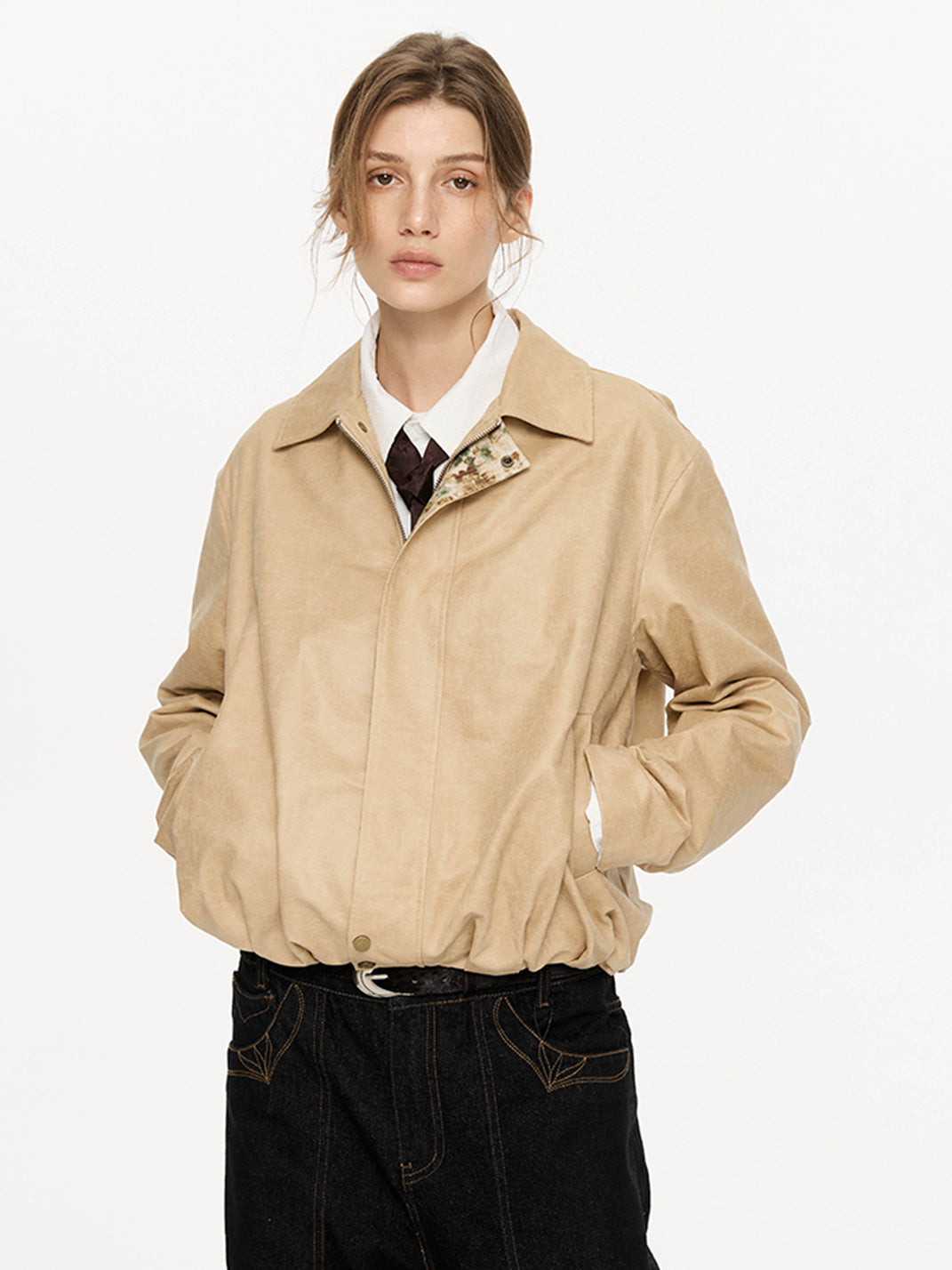 KREATE | Retro Color Block Floral Lining Leather Jacket - PSYLOS 1, KREATE | Retro Color Block Floral Lining Leather Jacket, Tops, KREATE, PSYLOS 1