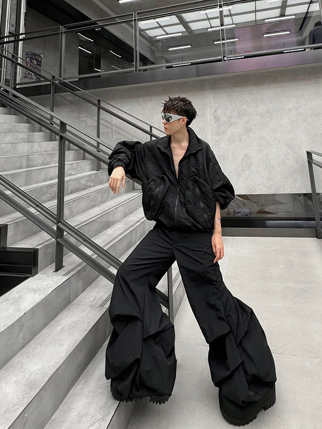 Vanguardia | Cascade Drape Nylon Loose Pants - PSYLOS 1, Vanguardia | Cascade Drape Nylon Loose Pants, Men's Wear, Vanguardia, PSYLOS 1