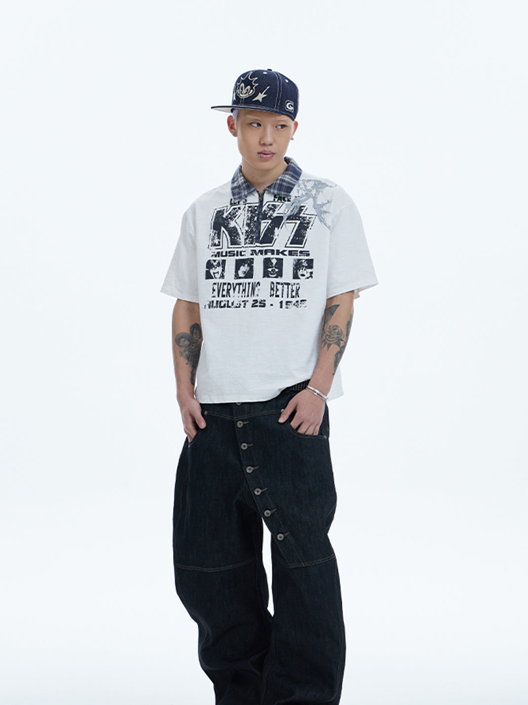 DND4DES | Curved Button Fly Baggy Raw Jeans - PSYLOS 1, DND4DES | Curved Button Fly Baggy Raw Jeans, Pants, DND4DES•JAPAN, PSYLOS 1