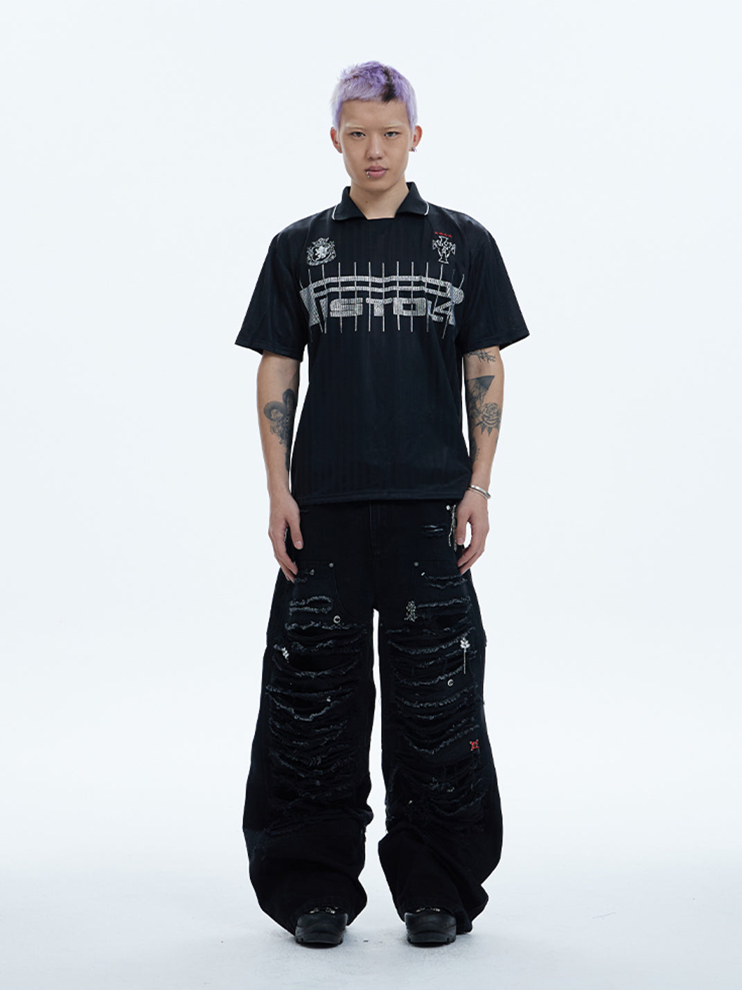 DND4DES | Distressed Patchwork Gem Baggy Jeans - PSYLOS 1, DND4DES | Distressed Patchwork Gem Baggy Jeans, Pants, DND4DES•JAPAN, PSYLOS 1