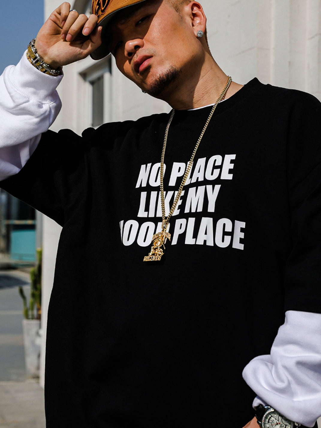 ACUSA | "NO PLACE LIKE MY HOOD PLACE" Oversized Cotton Tee - PSYLOS 1, ACUSA | "NO PLACE LIKE MY HOOD PLACE" Oversized Cotton Tee, Tops, ACUSA, PSYLOS 1