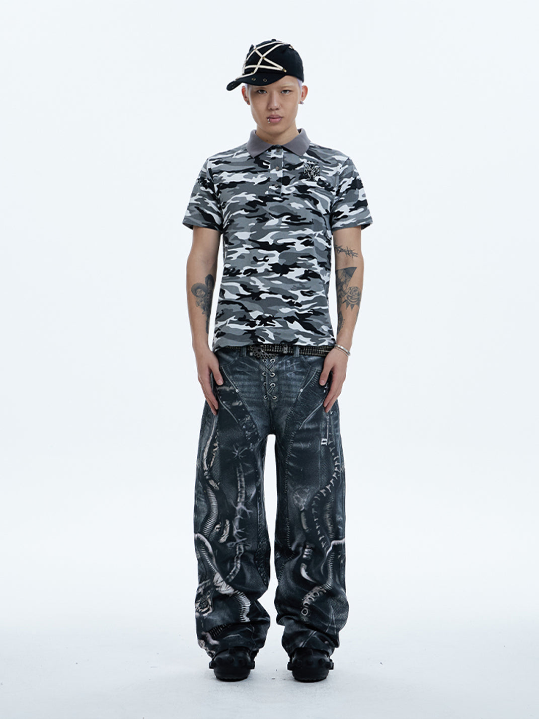 DND4DES | Venom Pipe Graphic Waxed Jeans - PSYLOS 1, DND4DES | Venom Pipe Graphic Waxed Jeans, Pants, DND4DES•JAPAN, PSYLOS 1