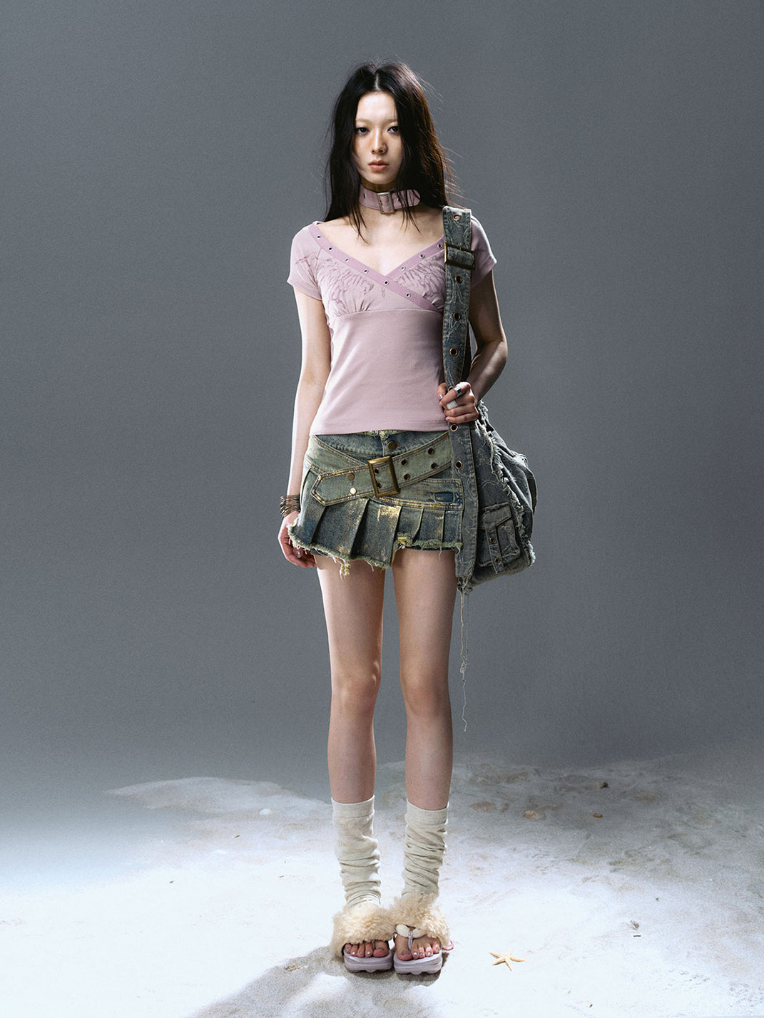 CestNous｜Women's Patchwork Pleated Denim Skort - PSYLOS 1, CestNous｜Women's Patchwork Pleated Denim Skort, Shorts, CestNous, PSYLOS 1