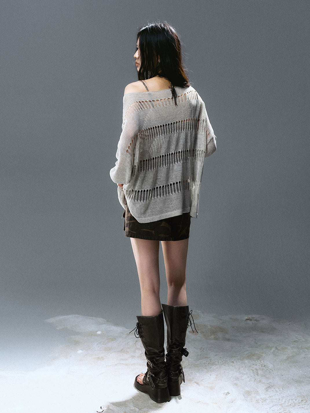 CestNous｜Women's Hollow Out Knit Long Sleeve Top - PSYLOS 1, CestNous｜Women's Hollow Out Knit Long Sleeve Top, Sweater, CestNous, PSYLOS 1