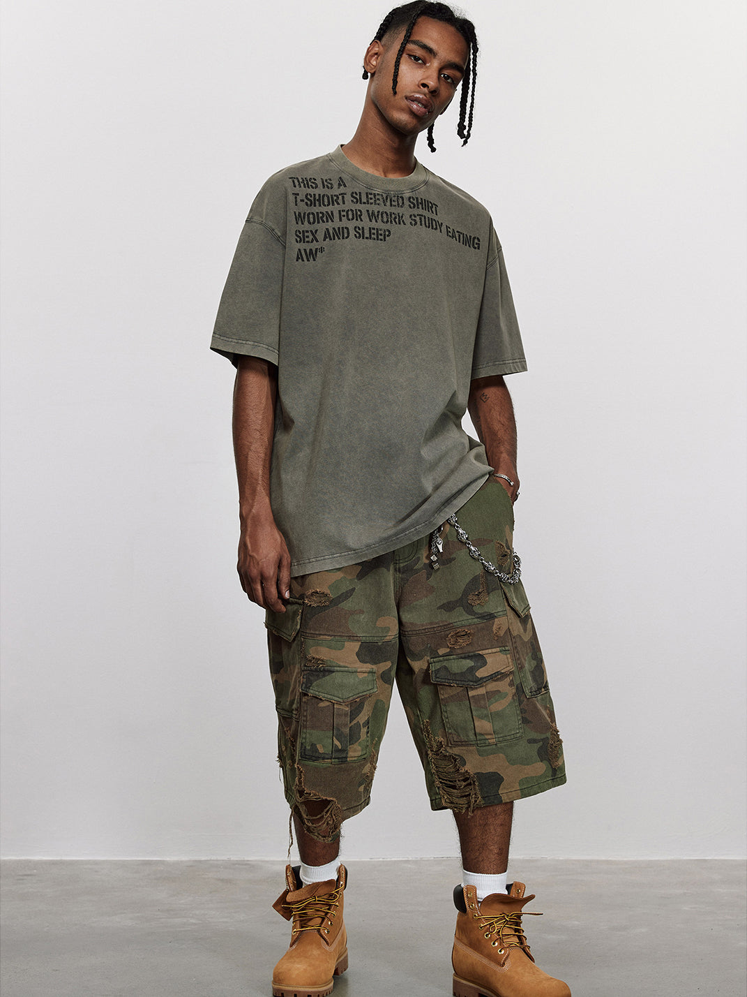 ANTIDOTE | Camouflage Ripped Cargo Pants