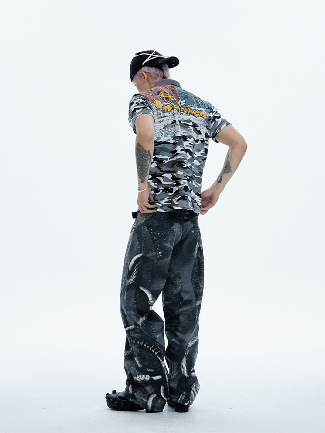 DND4DES | Venom Pipe Graphic Waxed Jeans - PSYLOS 1, DND4DES | Venom Pipe Graphic Waxed Jeans, Pants, DND4DES•JAPAN, PSYLOS 1