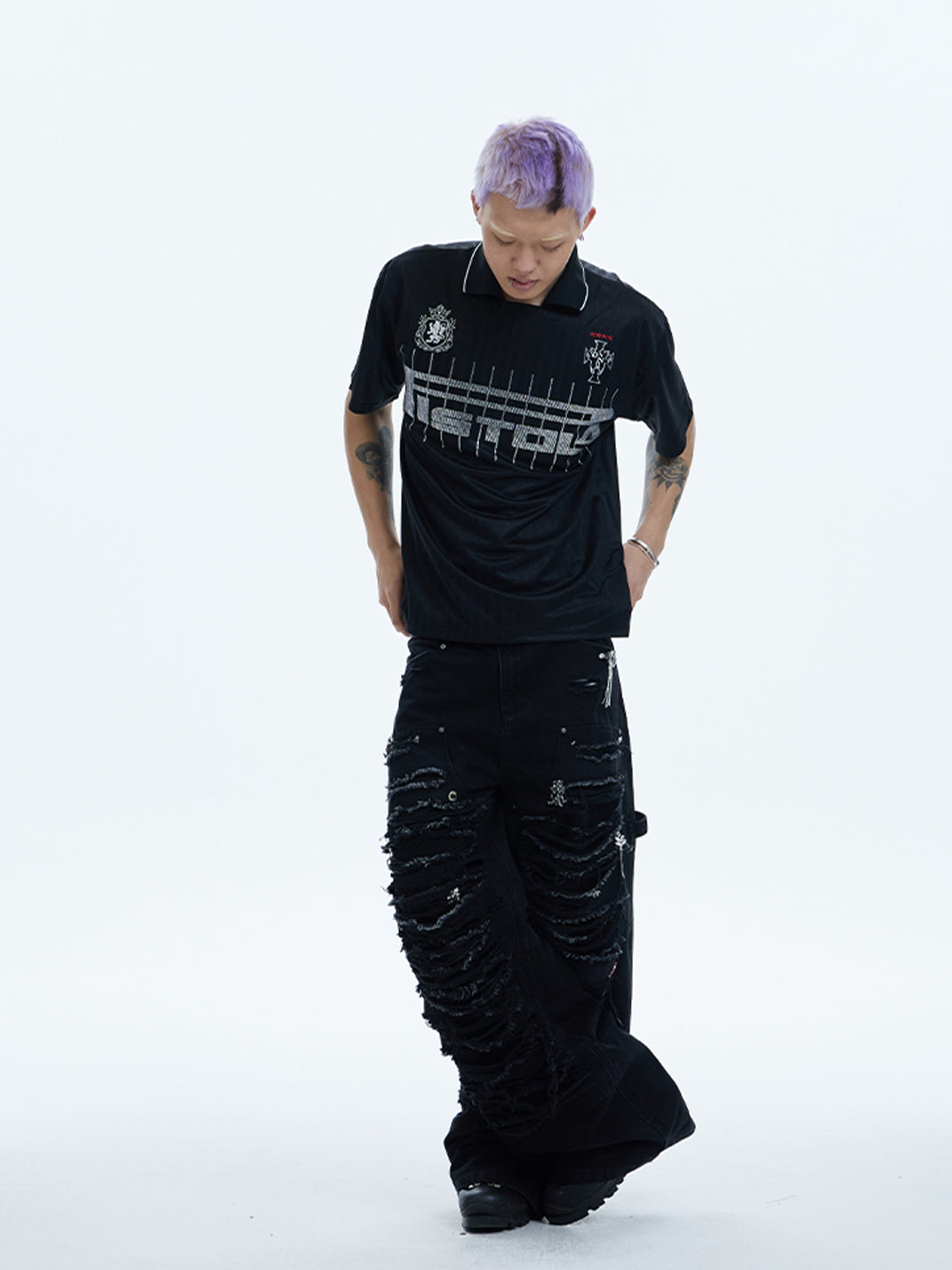 DND4DES | Distressed Patchwork Gem Baggy Jeans - PSYLOS 1, DND4DES | Distressed Patchwork Gem Baggy Jeans, Pants, DND4DES•JAPAN, PSYLOS 1