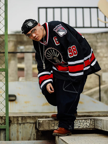 ACUSA | "AFRO" Rangers Colorway Oversized Hockey Jersey - PSYLOS 1, ACUSA | "AFRO" Rangers Colorway Oversized Hockey Jersey, Tops, ACUSA, PSYLOS 1