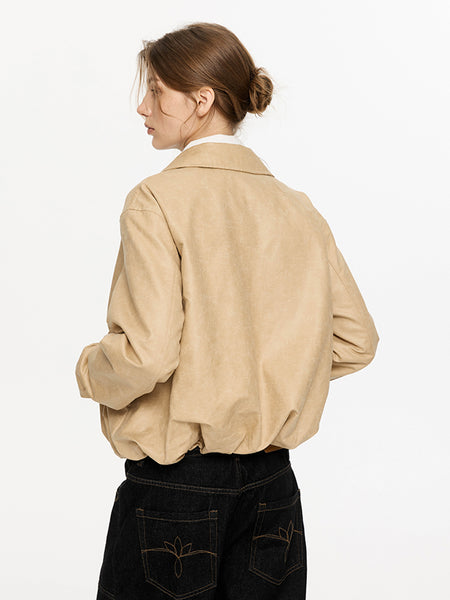 KREATE | Retro Color Block Floral Lining Leather Jacket - PSYLOS 1, KREATE | Retro Color Block Floral Lining Leather Jacket, Tops, KREATE, PSYLOS 1