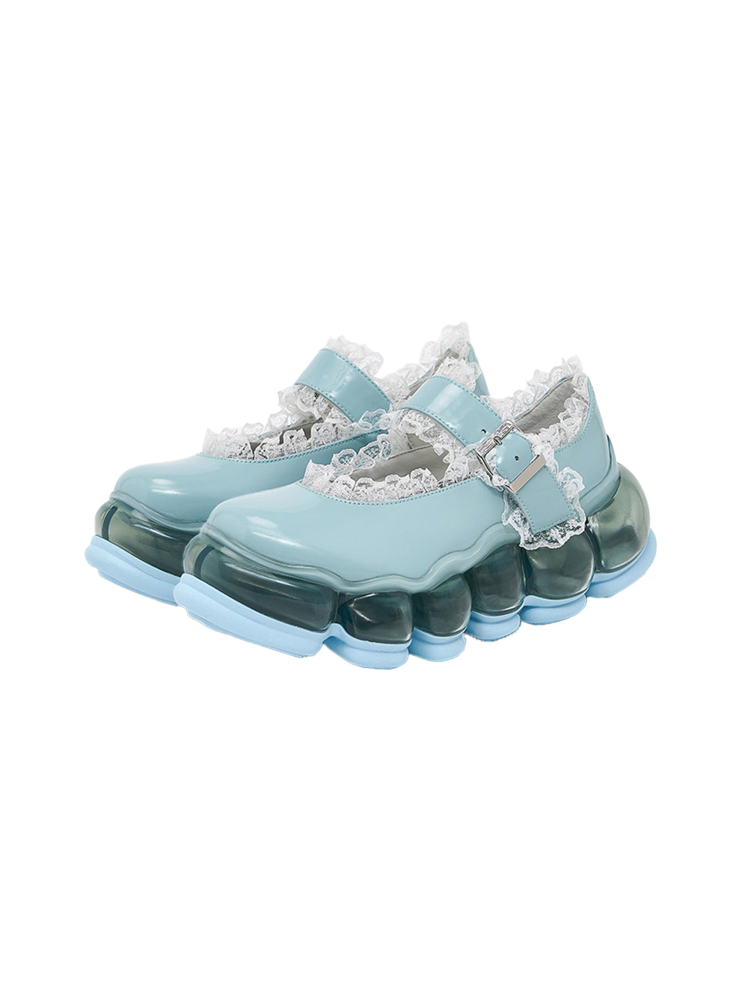 Lace Chunky Mary Jane Color Strap Shoes-Blue - PSYLOS 1, Lace Chunky Mary Jane Color Strap Shoes-Blue, Mary Jane shoes, MIKIOSAKABE, PSYLOS 1