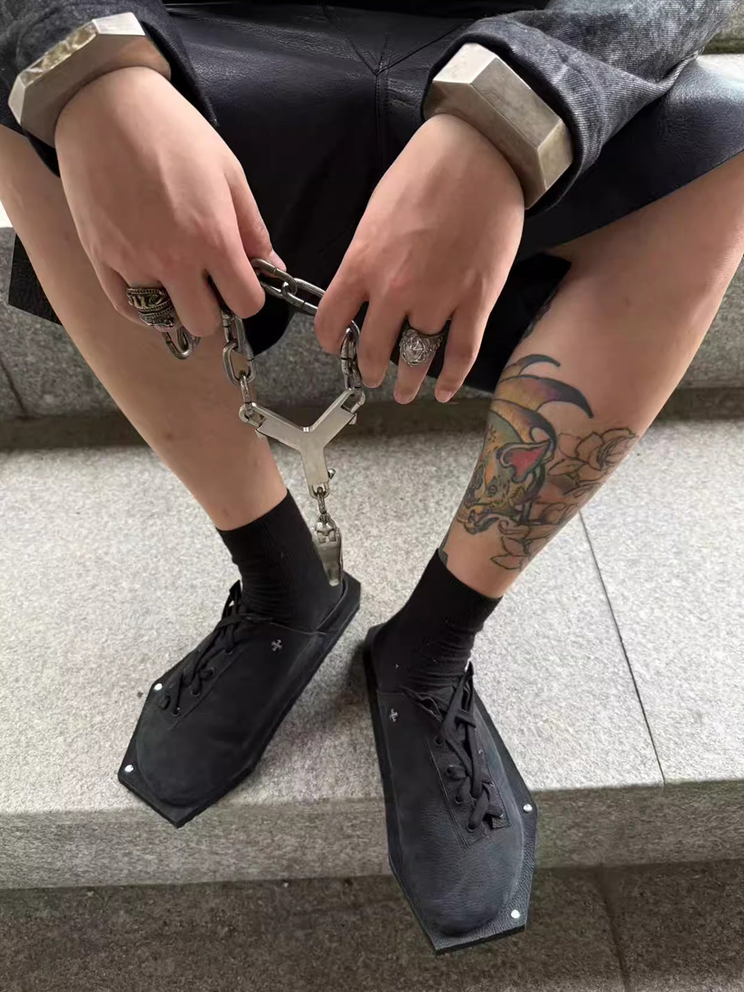 Disark│Distressed Leather Coffin Sole Birkenstock-Style Sandals - PSYLOS 1, Disark│Distressed Leather Coffin Sole Birkenstock-Style Sandals, Sandals, Disark, PSYLOS 1