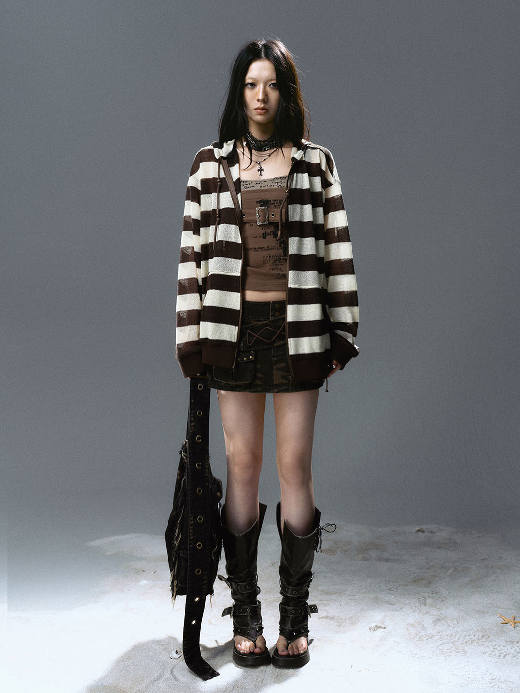 CestNous｜Women's Washed Studded Camouflage Mini Skirt - PSYLOS 1, CestNous｜Women's Washed Studded Camouflage Mini Skirt, Shorts, CestNous, PSYLOS 1