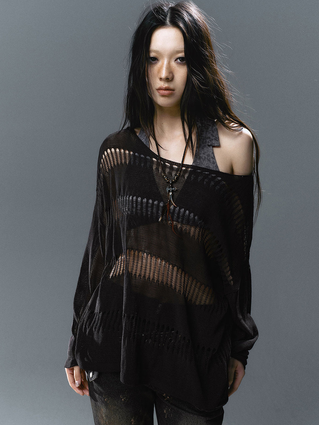 CestNous｜Women's Hollow Out Knit Long Sleeve Top - PSYLOS 1, CestNous｜Women's Hollow Out Knit Long Sleeve Top, Sweater, CestNous, PSYLOS 1