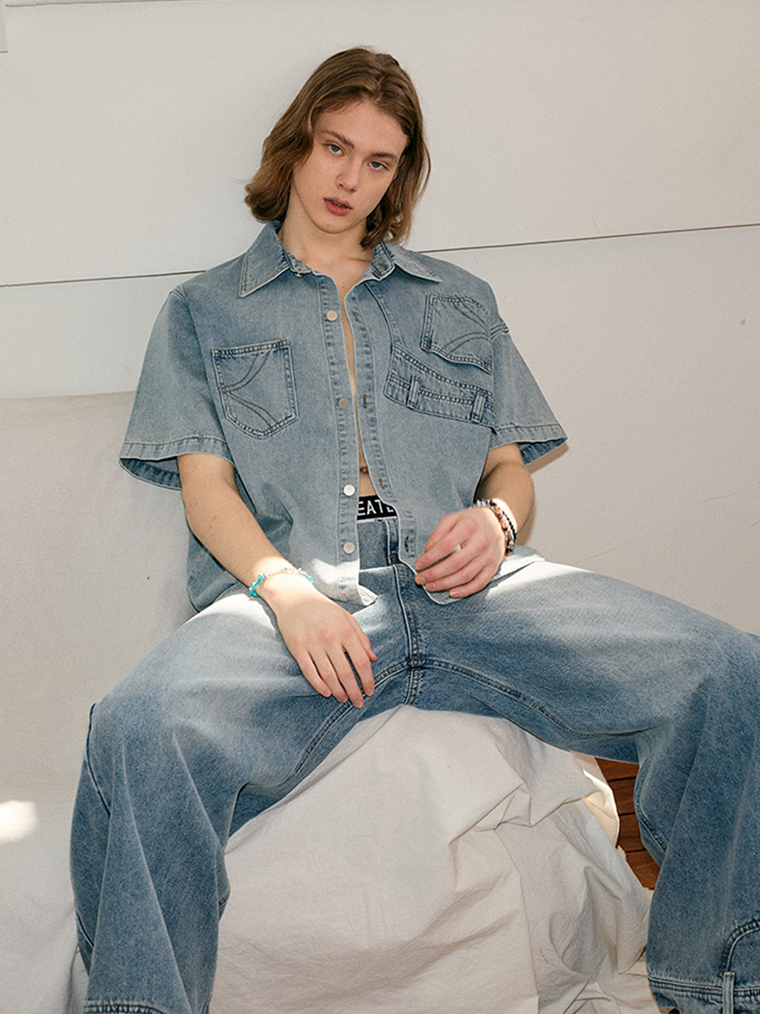 KREATE | Deconstruct Series Up-Side-Down Pocket Denim Shirt - PSYLOS 1, KREATE | Deconstruct Series Up-Side-Down Pocket Denim Shirt, Tops, KREATE, PSYLOS 1