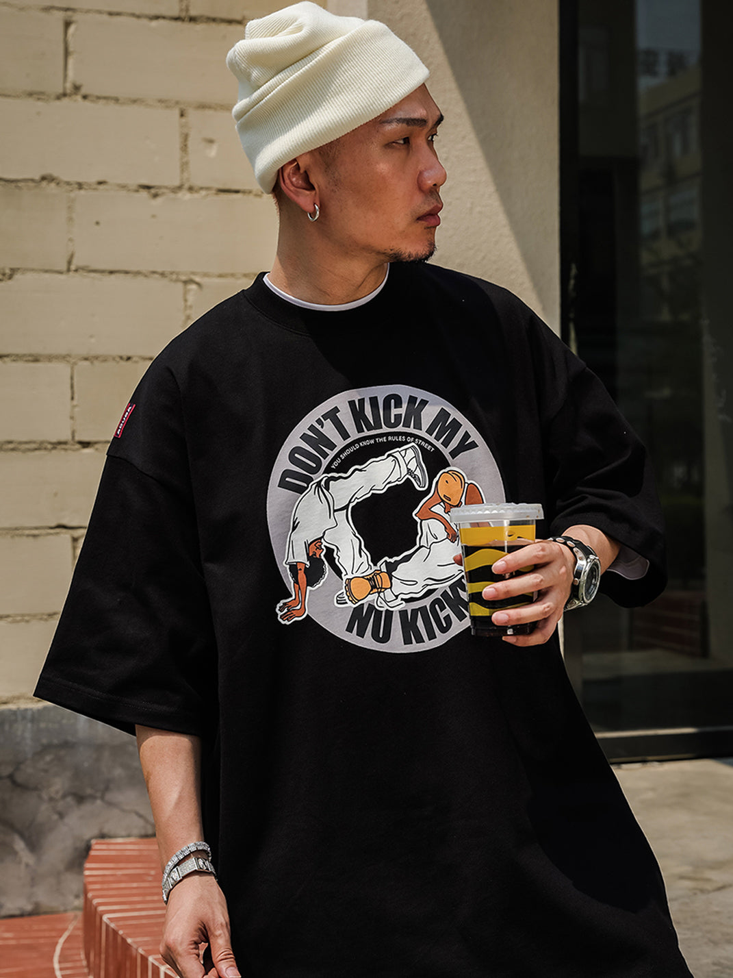 ACUSA | "DON'T KICK MY KICKS" Oversized Cotton Tee - PSYLOS 1, ACUSA | "DON'T KICK MY KICKS" Oversized Cotton Tee, Tops, ACUSA, PSYLOS 1