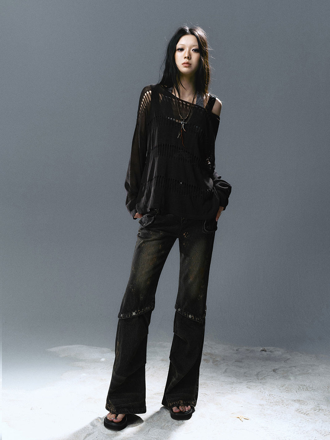 CestNous｜Women's Hollow Out Knit Long Sleeve Top - PSYLOS 1, CestNous｜Women's Hollow Out Knit Long Sleeve Top, Sweater, CestNous, PSYLOS 1