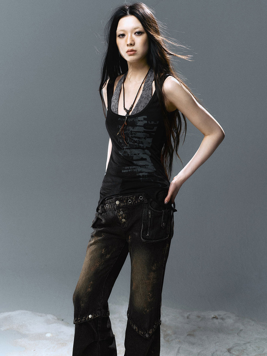 CestNous｜Layered Halter Neck Printed Tank Top-Black - PSYLOS 1, CestNous｜Layered Halter Neck Printed Tank Top-Black, Tank Top, CestNous, PSYLOS 1