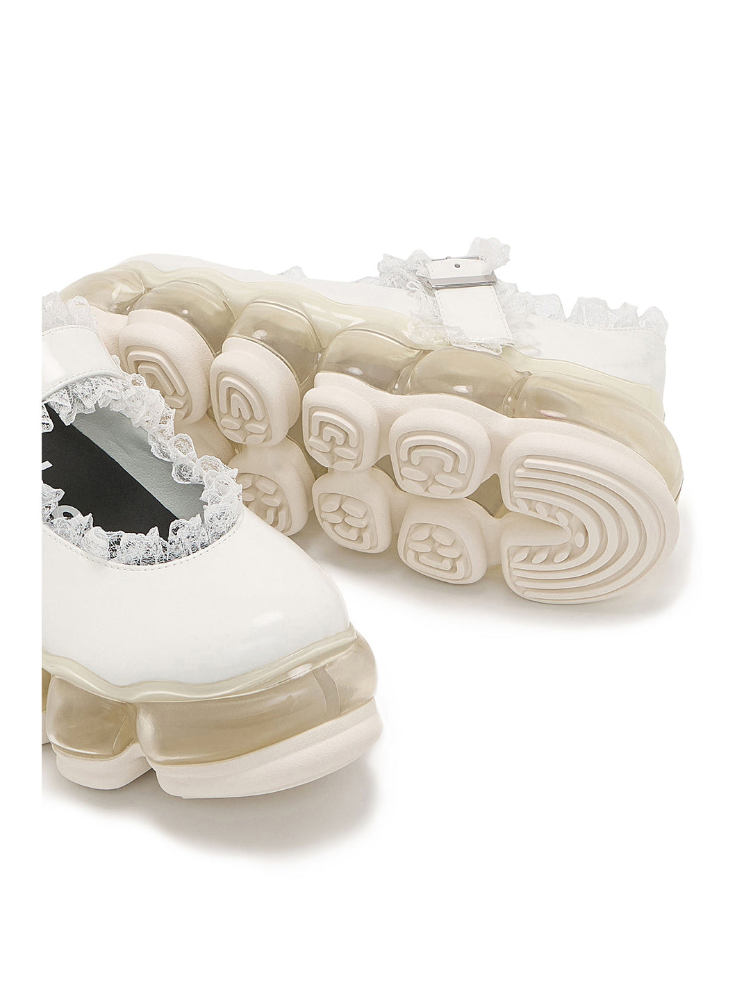 Lace Chunky Mary Jane Color Strap Shoes-White - PSYLOS 1, Lace Chunky Mary Jane Color Strap Shoes-White, Mary Jane shoes, MIKIOSAKABE, PSYLOS 1