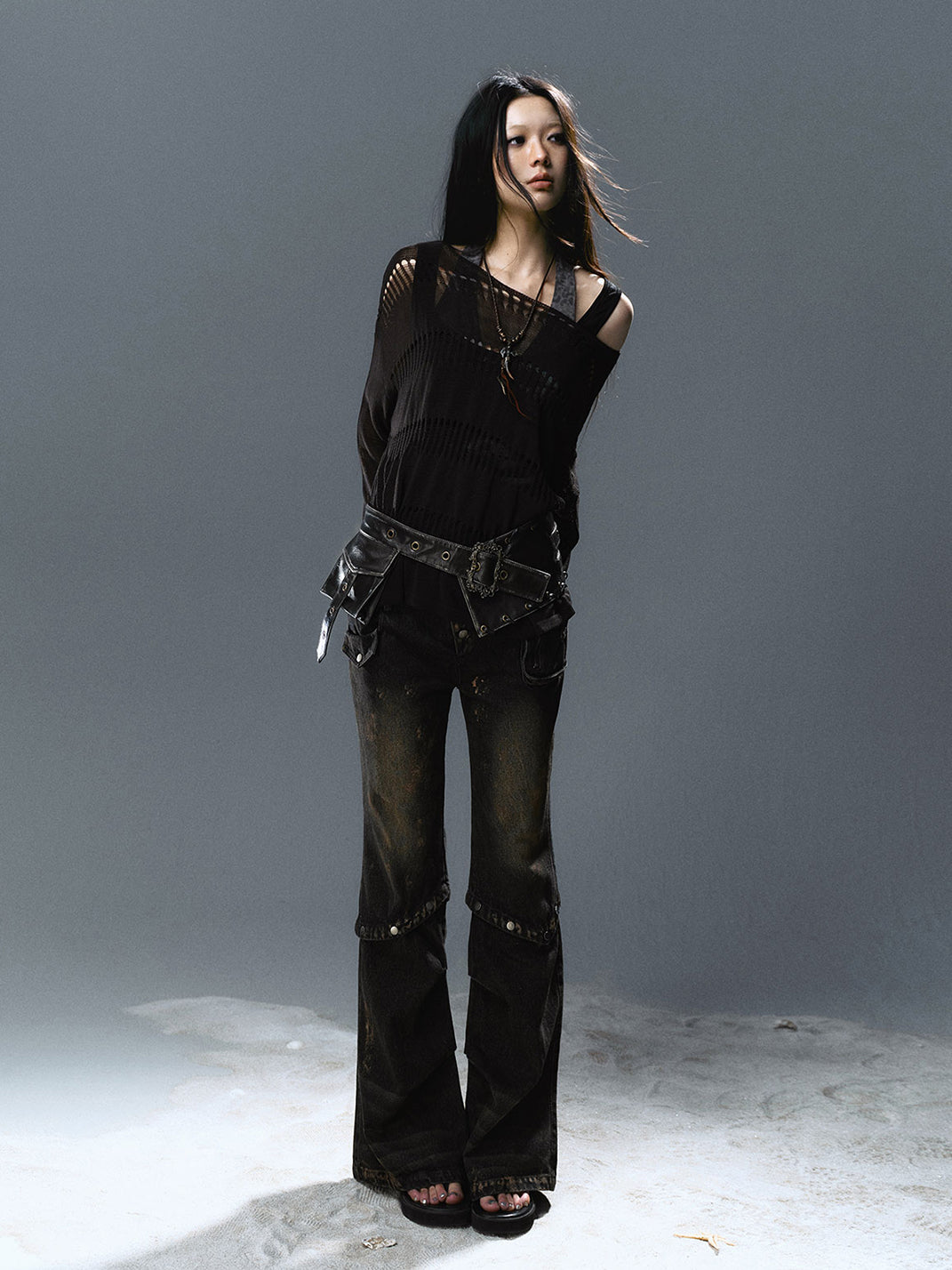 CestNous｜Women's Hollow Out Knit Long Sleeve Top - PSYLOS 1, CestNous｜Women's Hollow Out Knit Long Sleeve Top, Sweater, CestNous, PSYLOS 1