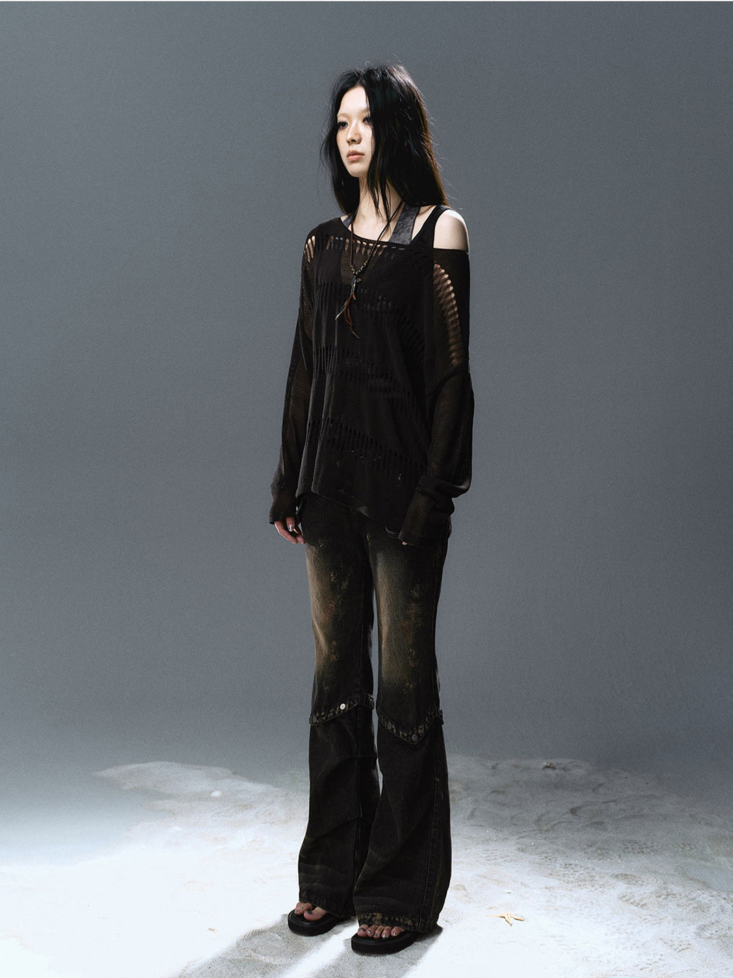 CestNous｜Women's Hollow Out Knit Long Sleeve Top - PSYLOS 1, CestNous｜Women's Hollow Out Knit Long Sleeve Top, Sweater, CestNous, PSYLOS 1