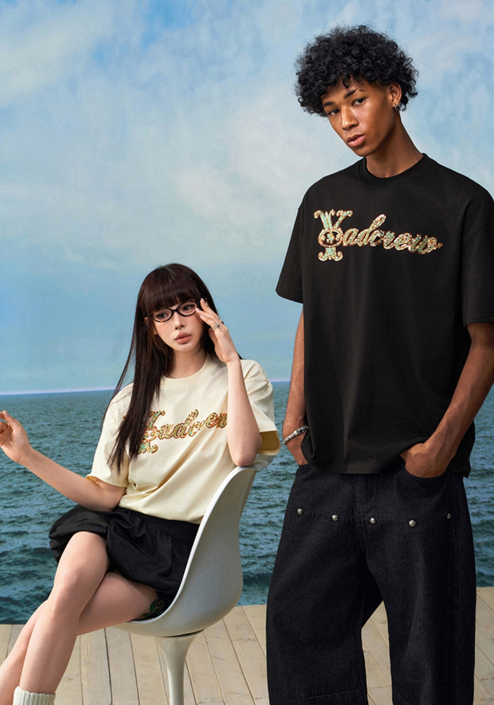 YADcrew丨YADcrew Beaded Pipe Embroidery Tee-Black - PSYLOS 1, YADcrew丨YADcrew Beaded Pipe Embroidery Tee-Black, T-Shirt, YADcrew•JAPAN, PSYLOS 1