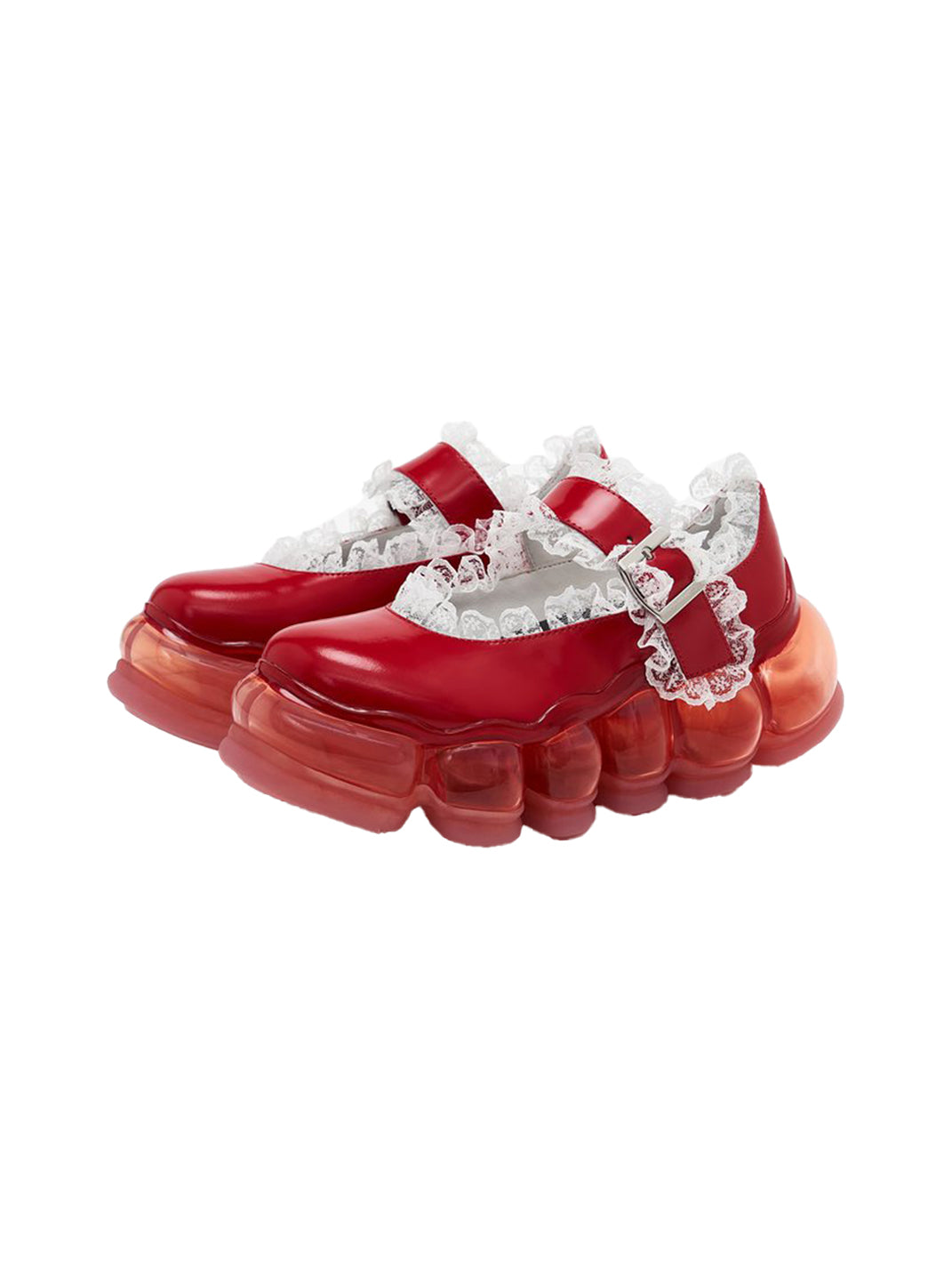 Lace Chunky Mary Jane Color Strap Shoes-Red - PSYLOS 1, Lace Chunky Mary Jane Color Strap Shoes-Red, Mary Jane shoes, MIKIOSAKABE, PSYLOS 1
