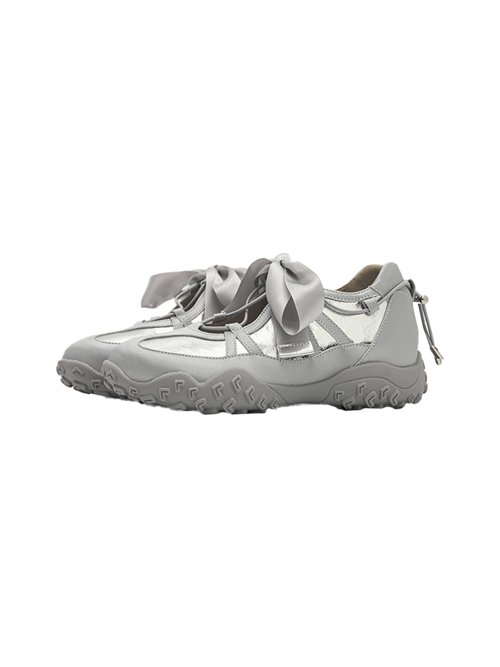 UNCLEWEN | Quick Lace Ribbon Ballet Trainer With Removable Insole-Silver - PSYLOS 1, UNCLEWEN | Quick Lace Ribbon Ballet Trainer With Removable Insole-Silver, Retro Trainers, UNCLEWEN, PSYLOS 1