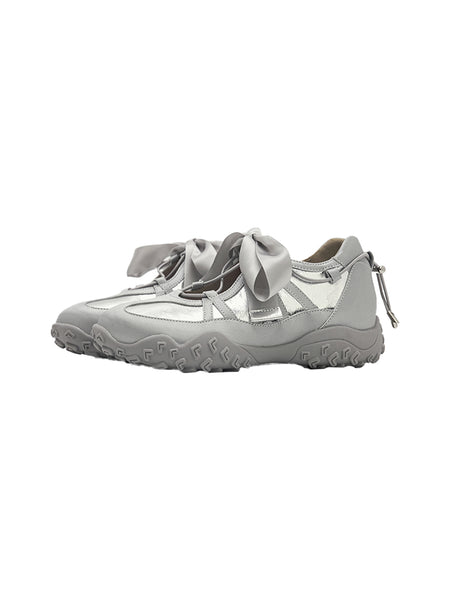 UNCLEWEN | Quick Lace Ribbon Ballet Trainer With Removable Insole-Silver - PSYLOS 1, UNCLEWEN | Quick Lace Ribbon Ballet Trainer With Removable Insole-Silver, Retro Trainers, UNCLEWEN, PSYLOS 1