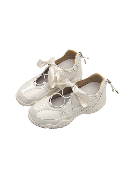 UNCLEWEN | Quick Lace Ribbon Ballet Trainer With Removable Insole-White - PSYLOS 1, UNCLEWEN | Quick Lace Ribbon Ballet Trainer With Removable Insole-White, Retro Trainers, UNCLEWEN, PSYLOS 1