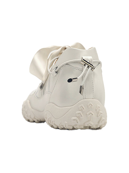 UNCLEWEN | Quick Lace Ribbon Ballet Trainer With Removable Insole-White - PSYLOS 1, UNCLEWEN | Quick Lace Ribbon Ballet Trainer With Removable Insole-White, Retro Trainers, UNCLEWEN, PSYLOS 1