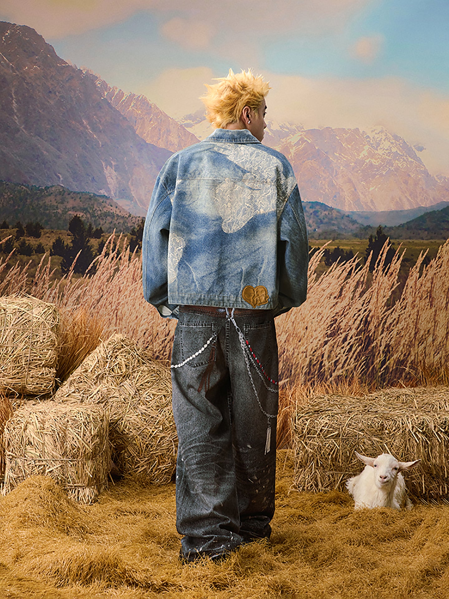 YADcrew | Lace Peace Dove Denim Vintage Jacket - PSYLOS 1, YADcrew | Lace Peace Dove Denim Vintage Jacket, Jacket, YADcrew•JAPAN, PSYLOS 1