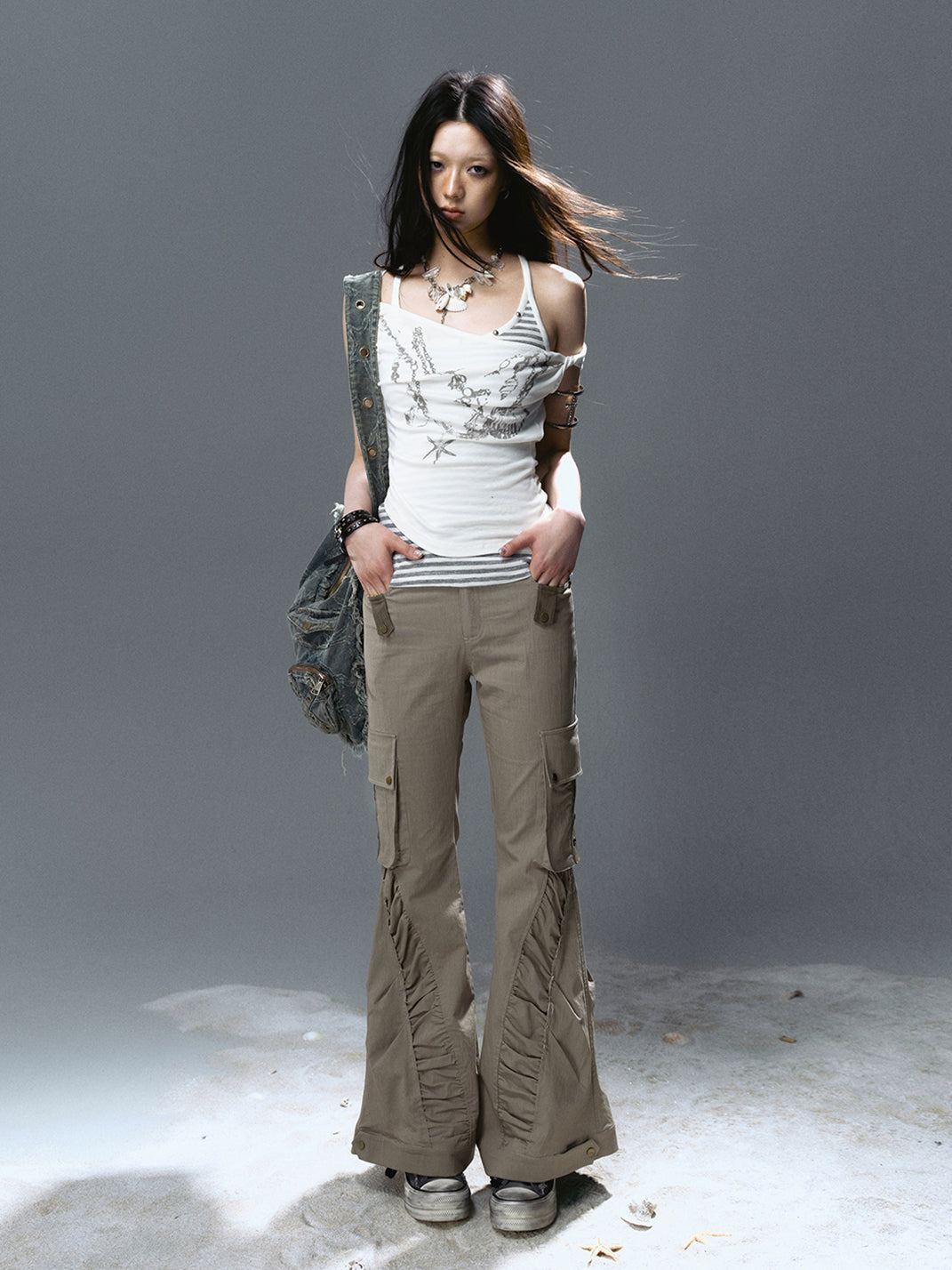 CestNous｜Women's Striped Layered Knit Crop Top - PSYLOS 1, CestNous｜Women's Striped Layered Knit Crop Top, Top, CestNous, PSYLOS 1