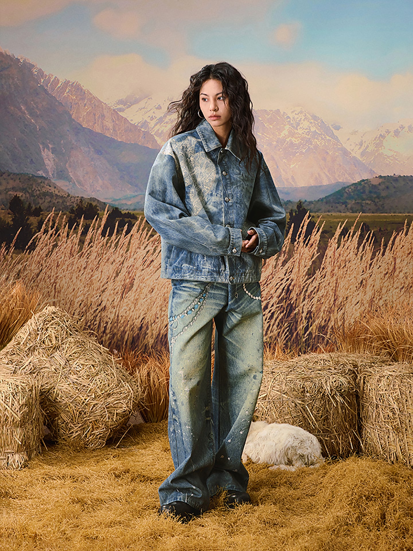 YADcrew | Lace Peace Dove Denim Vintage Jacket - PSYLOS 1, YADcrew | Lace Peace Dove Denim Vintage Jacket, Jacket, YADcrew•JAPAN, PSYLOS 1