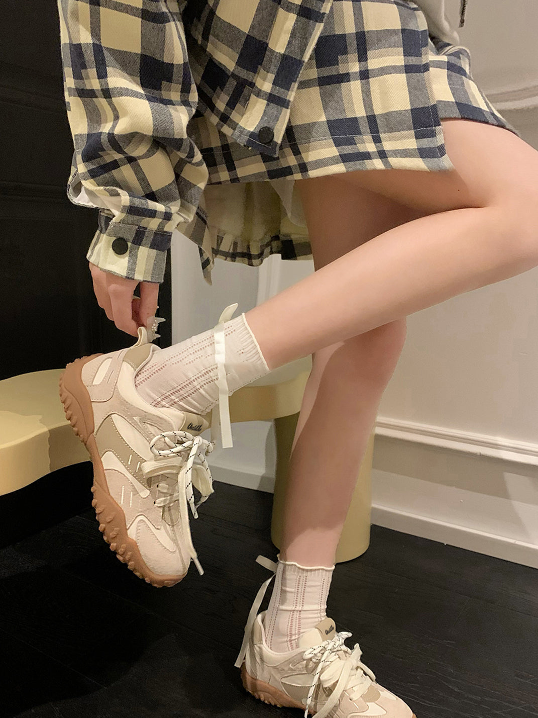 UNCLEWEN | Double Laced Suede Training Sneaker-Beige - PSYLOS 1, UNCLEWEN | Double Laced Suede Training Sneaker-Beige, Retro Trainers, UNCLEWEN, PSYLOS 1