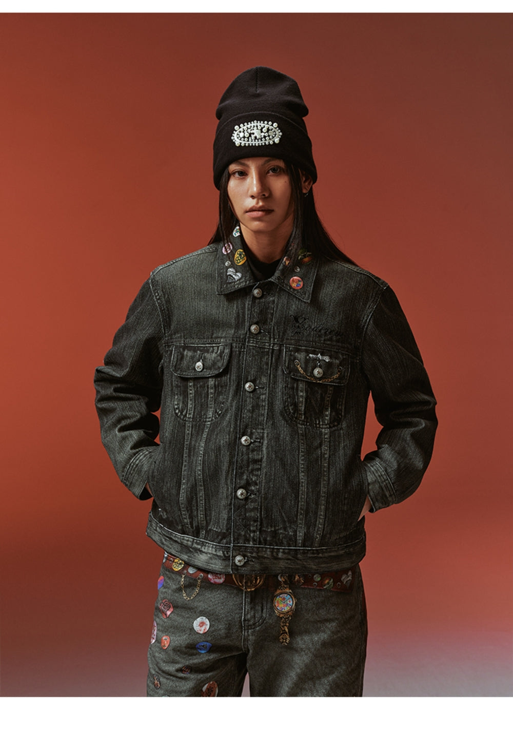YADcrew丨YADcrew Badge-Print Denim Jacket - PSYLOS 1, YADcrew丨YADcrew Badge-Print Denim Jacket, Jacket, YADcrew, PSYLOS 1