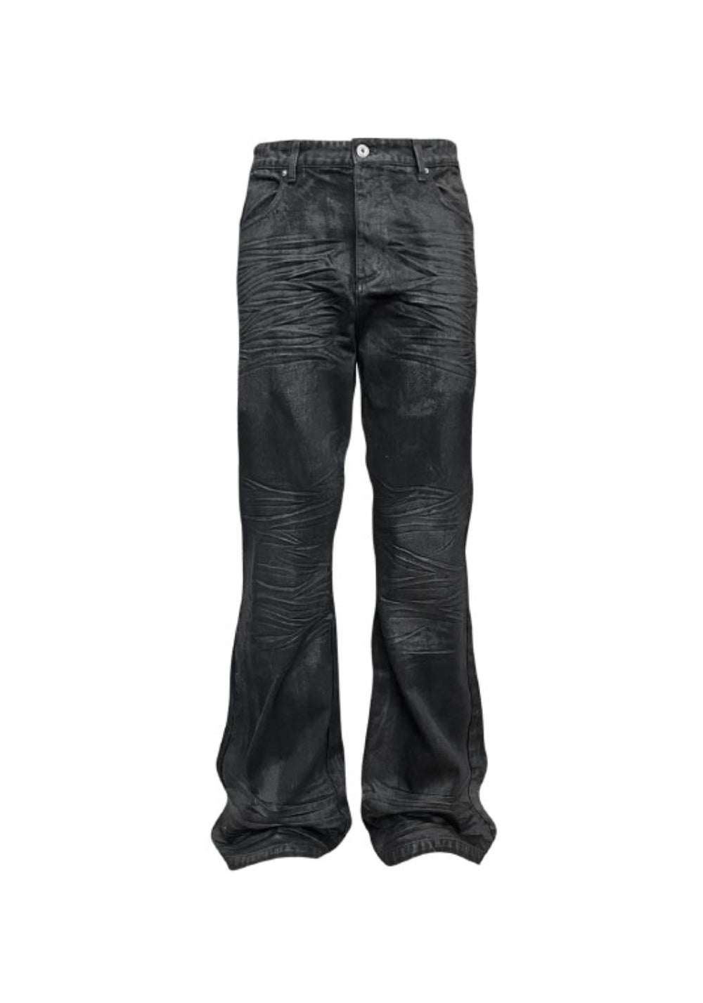 GOJOYJINNI丨Gothic Metal-Waxed Flare Jeans - PSYLOS 1, GOJOYJINNI丨Gothic Metal-Waxed Flare Jeans, Jeans, GOJOYJINNI, PSYLOS 1