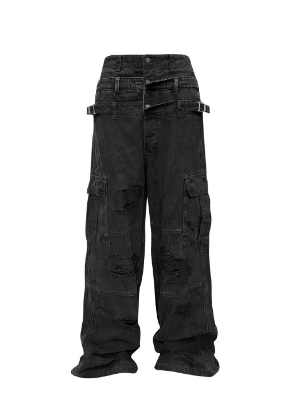 GOJOYJINNI丨Triple Waistband Distressed Cargo Jeans - PSYLOS 1, GOJOYJINNI丨Triple Waistband Distressed Cargo Jeans, Pants, GOJOYJINNI, PSYLOS 1