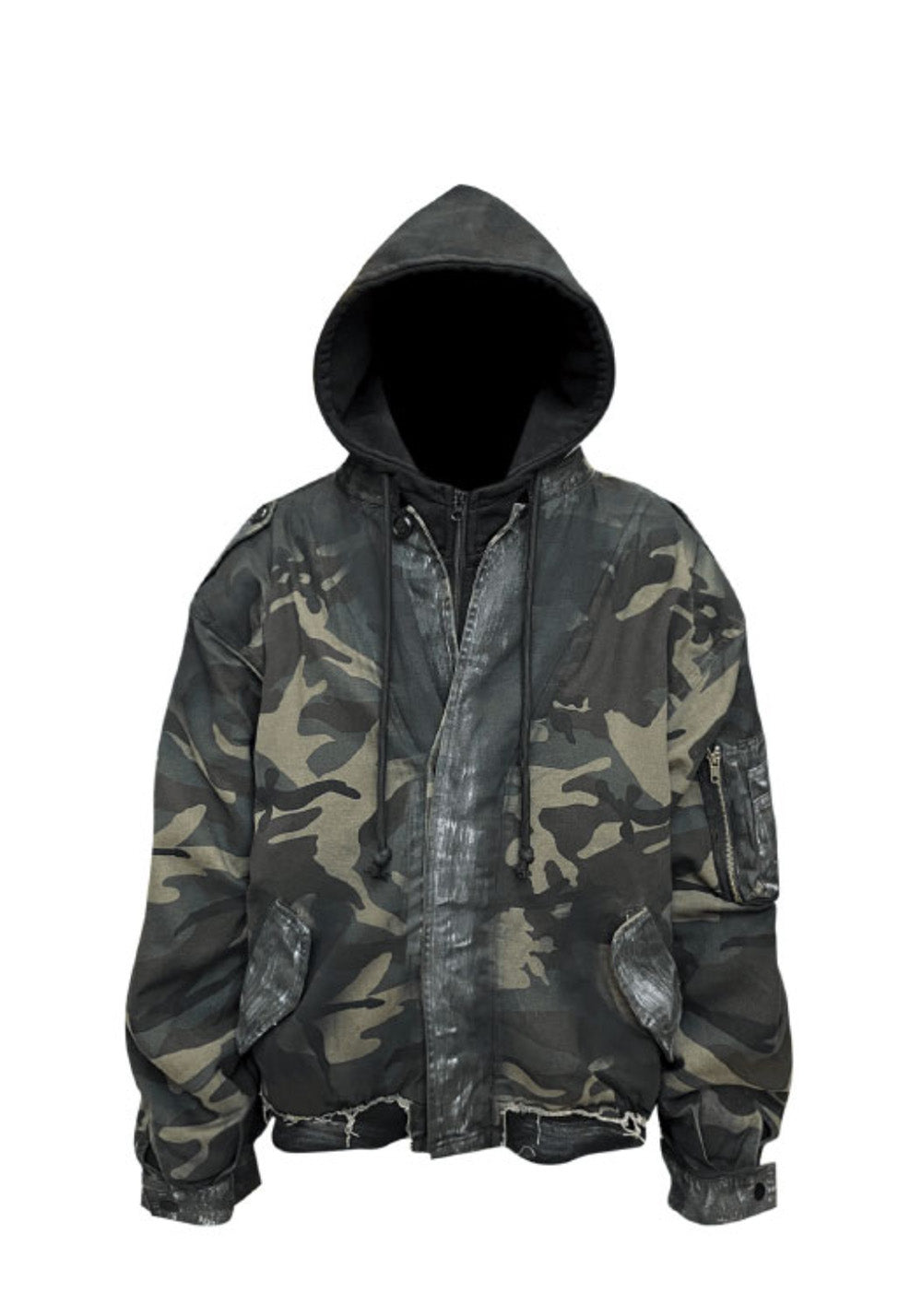 GOJOYJINNI丨Camo Patchwork Hand-Painted Bomber Jacket - PSYLOS 1, GOJOYJINNI丨Camo Patchwork Hand-Painted Bomber Jacket, Jacket, GOJOYJINNI, PSYLOS 1