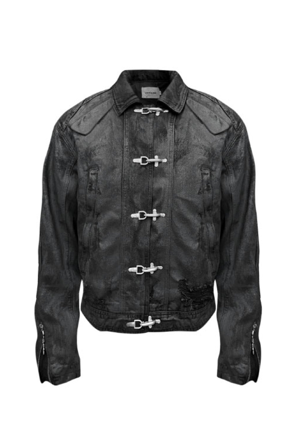 GOJOYJINNI丨Dark Metal Plane Buckle Waxed Jacket - PSYLOS 1, GOJOYJINNI丨Dark Metal Plane Buckle Waxed Jacket, Jacket, GOJOYJINNI, PSYLOS 1