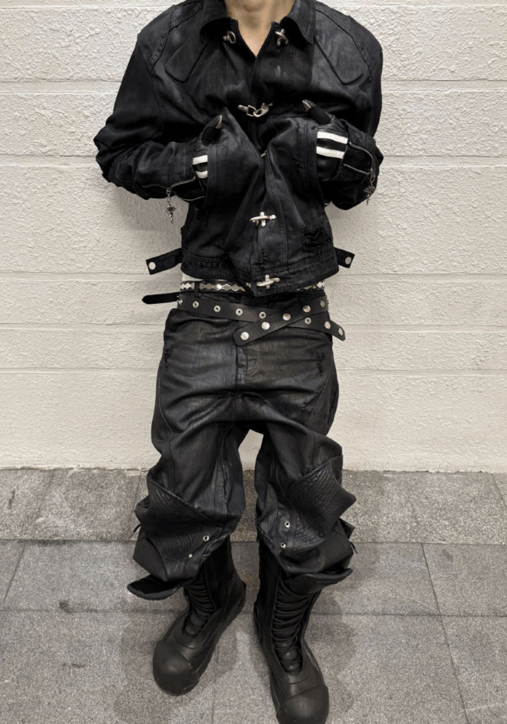 GOJOYJINNI丨Dark Metal Plane Buckle Waxed Jacket - PSYLOS 1, GOJOYJINNI丨Dark Metal Plane Buckle Waxed Jacket, Jacket, GOJOYJINNI, PSYLOS 1