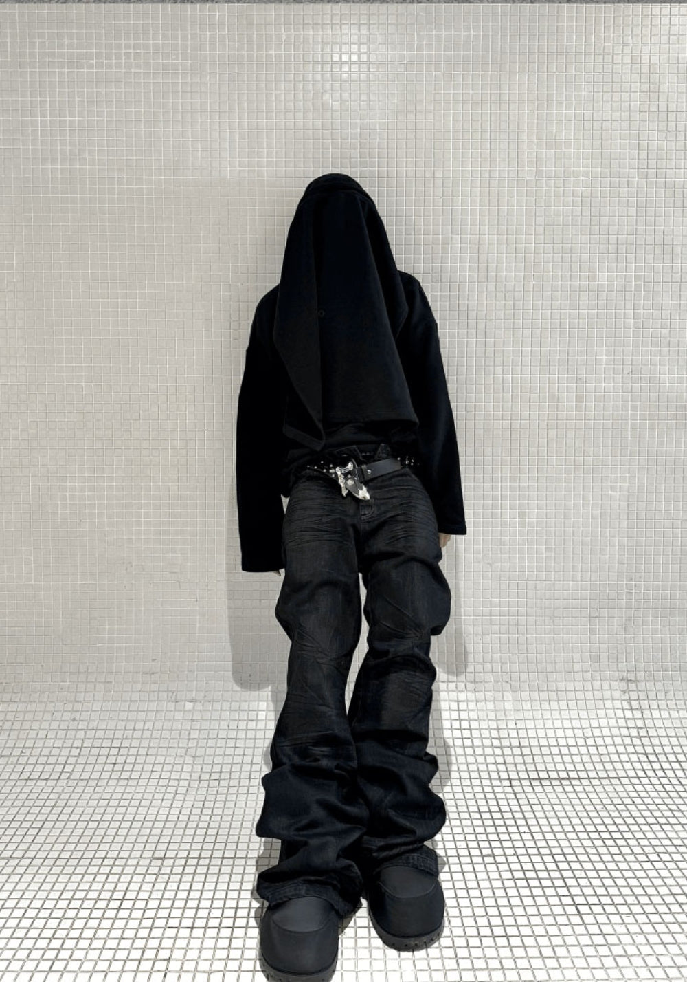 GOJOYJINNI丨Gothic Metal-Waxed Flare Jeans - PSYLOS 1, GOJOYJINNI丨Gothic Metal-Waxed Flare Jeans, Jeans, GOJOYJINNI, PSYLOS 1