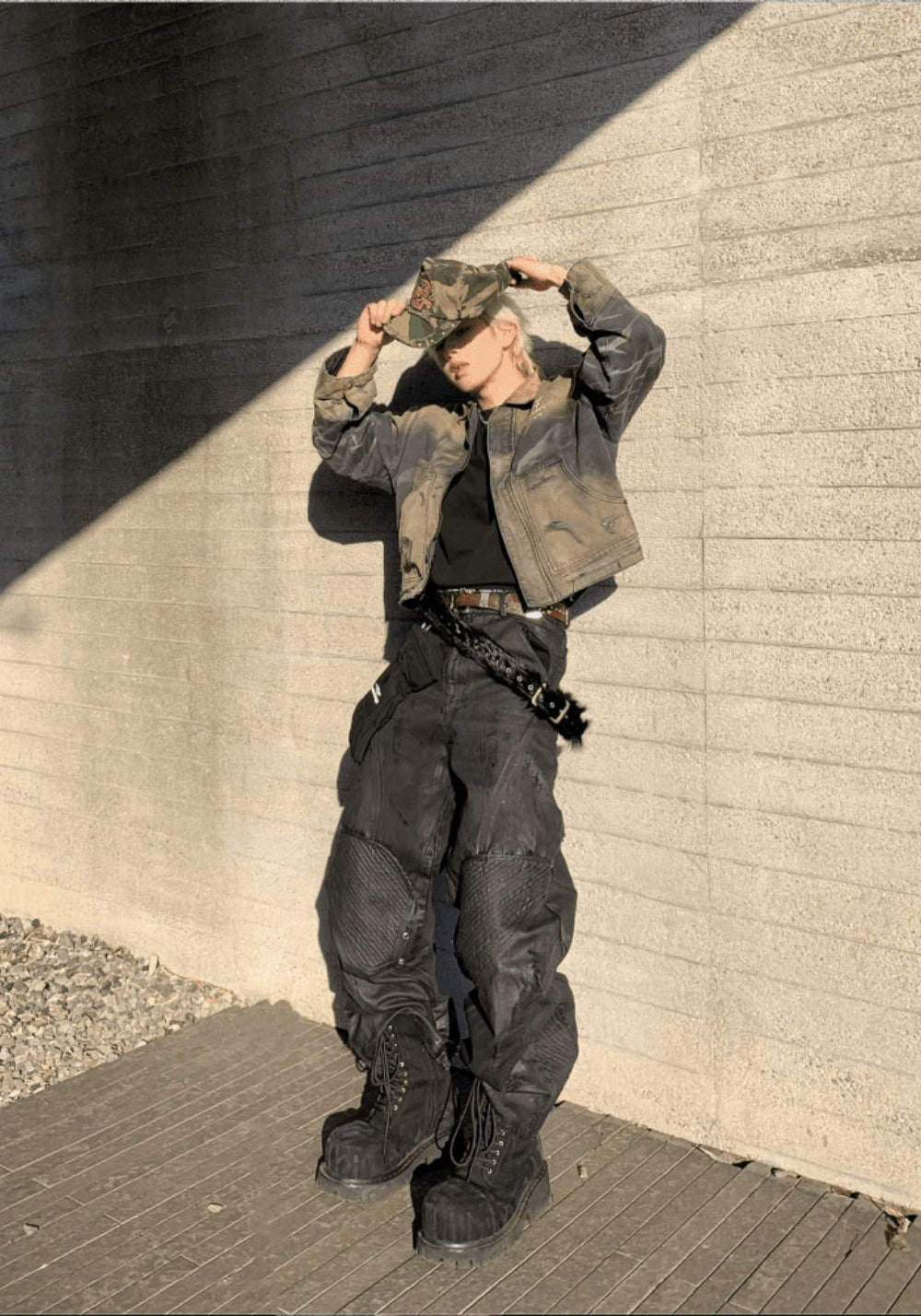 GOJOYJINNI丨Armor Patch Distressed Biker Jeans - PSYLOS 1, GOJOYJINNI丨Armor Patch Distressed Biker Jeans, Pants, GOJOYJINNI, PSYLOS 1