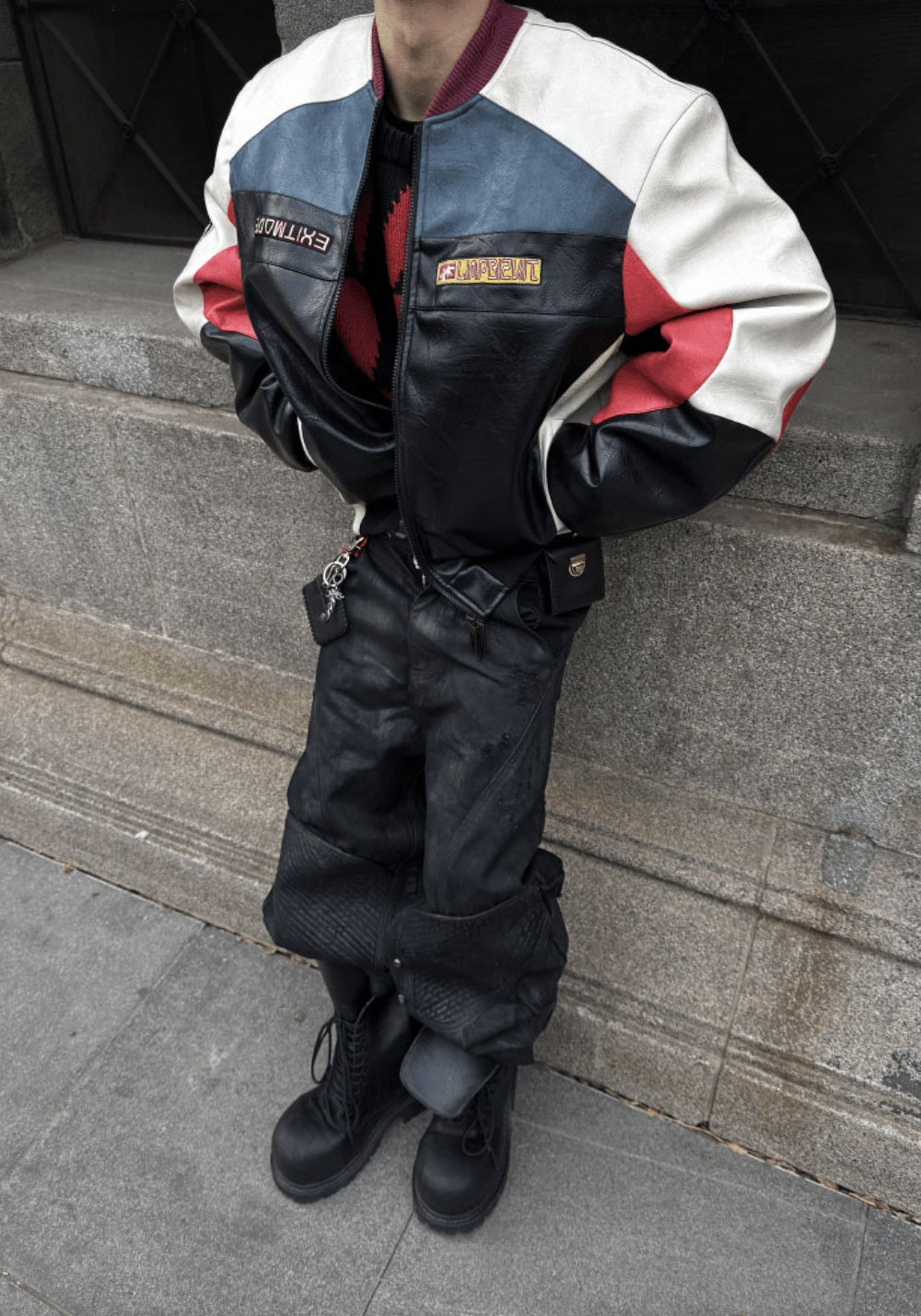 GOJOYJINNI丨Armor Patch Distressed Biker Jeans - PSYLOS 1, GOJOYJINNI丨Armor Patch Distressed Biker Jeans, Pants, GOJOYJINNI, PSYLOS 1