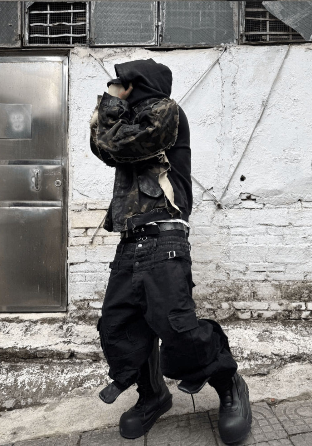 GOJOYJINNI丨Triple Waistband Distressed Cargo Jeans - PSYLOS 1, GOJOYJINNI丨Triple Waistband Distressed Cargo Jeans, Pants, GOJOYJINNI, PSYLOS 1