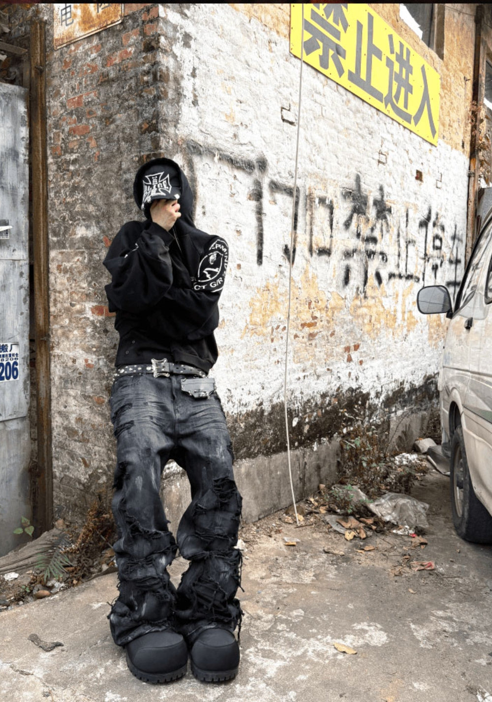 GOJOYJINNI丨Hand-Distressed Wide-Leg Jeans - PSYLOS 1, GOJOYJINNI丨Hand-Distressed Wide-Leg Jeans, Pants, GOJOYJINNI, PSYLOS 1