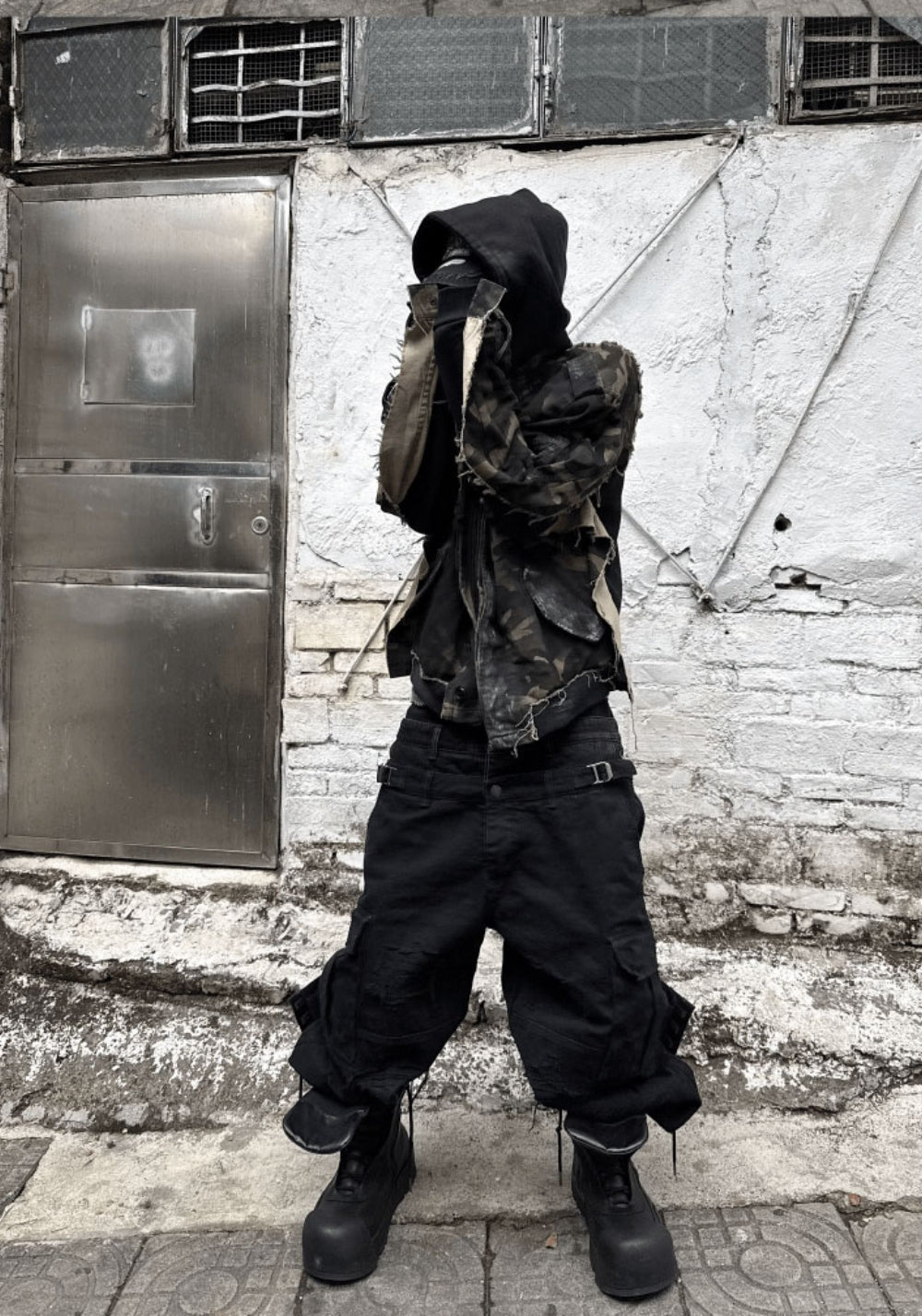 GOJOYJINNI丨Triple Waistband Distressed Cargo Jeans - PSYLOS 1, GOJOYJINNI丨Triple Waistband Distressed Cargo Jeans, Pants, GOJOYJINNI, PSYLOS 1