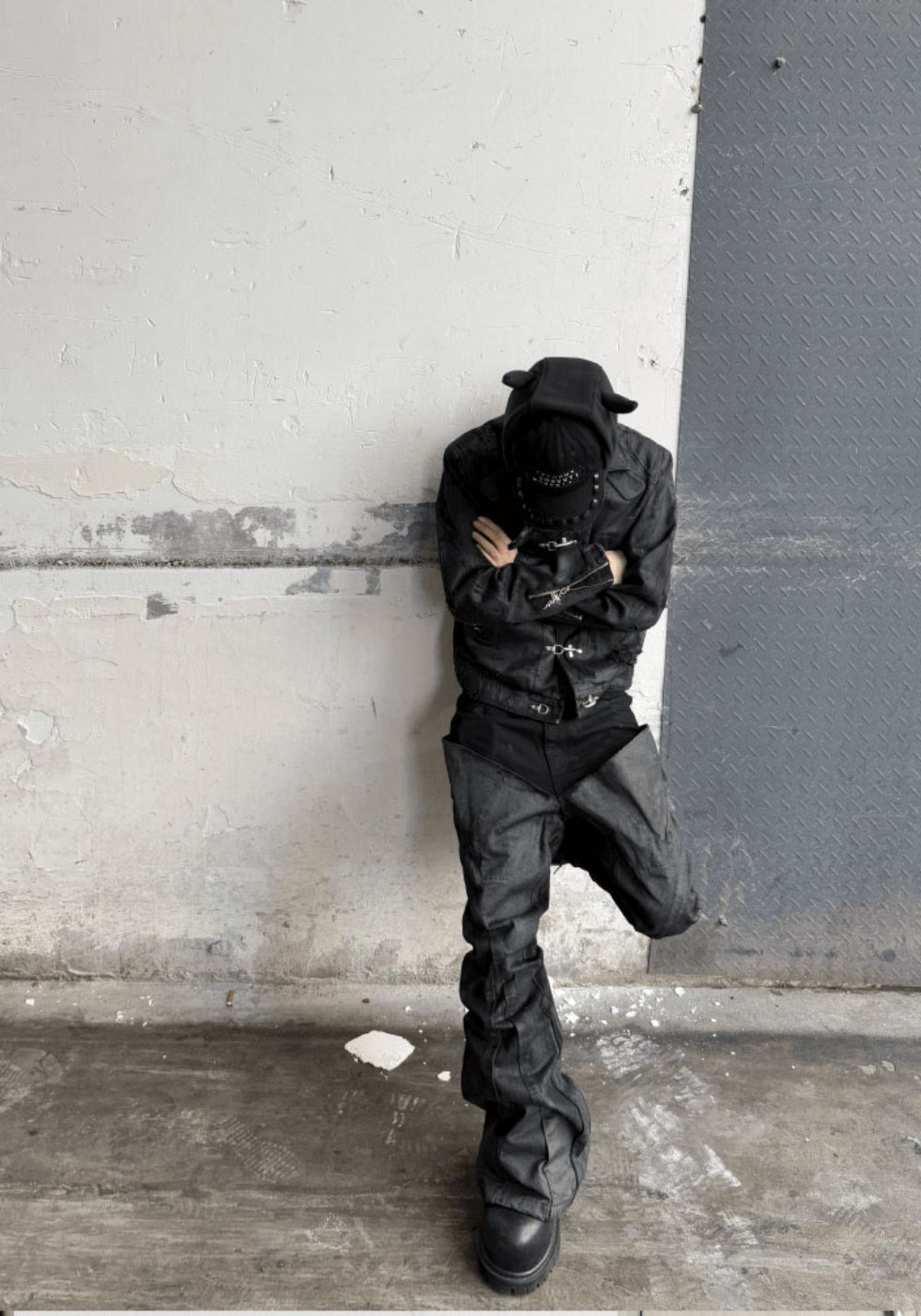 GOJOYJINNI丨Dark Metal Plane Buckle Waxed Jacket - PSYLOS 1, GOJOYJINNI丨Dark Metal Plane Buckle Waxed Jacket, Jacket, GOJOYJINNI, PSYLOS 1