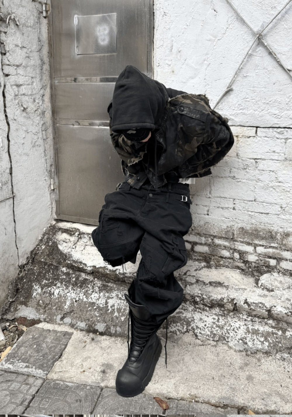 GOJOYJINNI丨Triple Waistband Distressed Cargo Jeans - PSYLOS 1, GOJOYJINNI丨Triple Waistband Distressed Cargo Jeans, Pants, GOJOYJINNI, PSYLOS 1