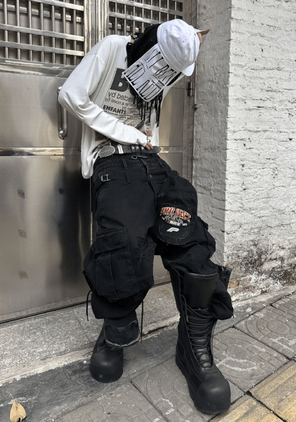 GOJOYJINNI丨Triple Waistband Distressed Cargo Jeans - PSYLOS 1, GOJOYJINNI丨Triple Waistband Distressed Cargo Jeans, Pants, GOJOYJINNI, PSYLOS 1