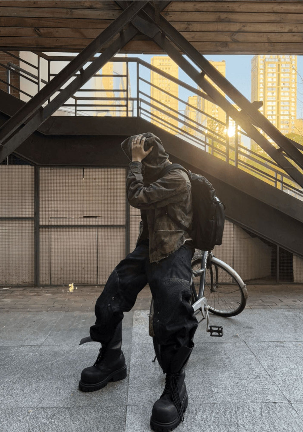 GOJOYJINNI丨Armor Patch Distressed Biker Jeans - PSYLOS 1, GOJOYJINNI丨Armor Patch Distressed Biker Jeans, Pants, GOJOYJINNI, PSYLOS 1